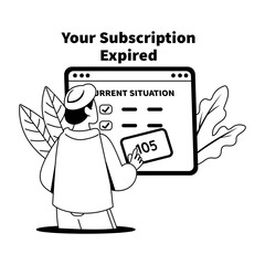 Subscription expired illustration of a character in glyph style 