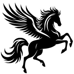 Beautiful winged horse silhouette