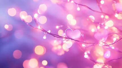 Enchanted Lights: A magical display of heart-shaped decorations and sparkling fairy lights, evoking a sense of warmth, romance, and celebration. 