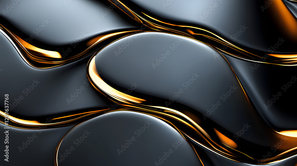 Poster black and gold abstract background with smooth textures and patterns for modern design projects