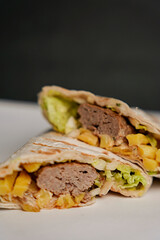 shawarma, doner, food, fast food, snack, meat, vegetables, lavash