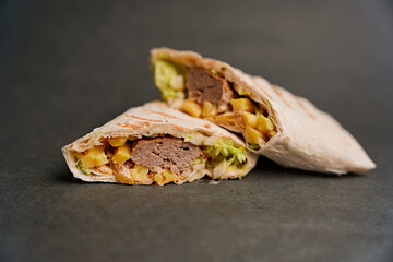 shawarma, doner, food, fast food, snack, meat, vegetables, lavash