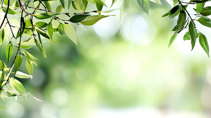 A leafy tree branch with a green background. generated using AI