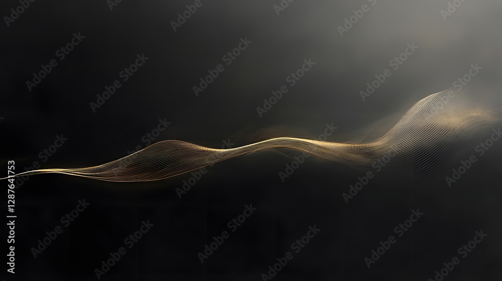 Wall mural gold wave abstract design on a black background creating a modern artistic visual