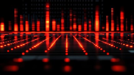 Abstract Red Glowing Lines Digital Background