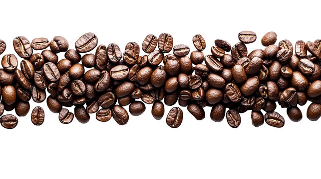Pile of Roasted Coffee Beans Isolated on Transparent Background, Generative AI