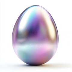 Obraz premium Easter egg with iridescent pearl shimmer isolated on white background