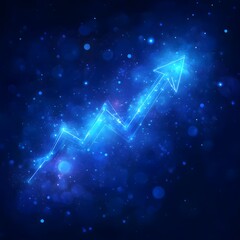 Glowing Blue Arrow Ascending on Dark Background