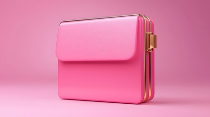 Pink Textured Handbag with Gold Accents on Pink Background