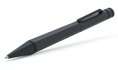 Black pen on white background, ready for writing, office stationery