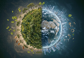 eco planet, concept of nature conservation and ecology support . Generative AI