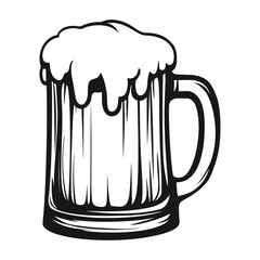  beer mug with foam spilling over the top vector icon