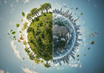 eco planet, concept of nature conservation and ecology support . Generative AI