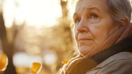 Dementia symptoms in a senior person sitting in a park, unable to recognize familiar faces. Featuring confusion and emotional distress