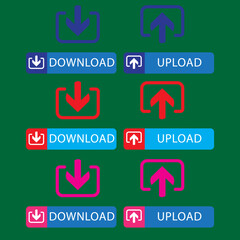 download upload icon button isolated on green screen backgroud