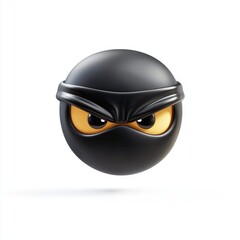 Fototapeta premium Ninja emoji with a black mask and stealthy eyes isolated on white background