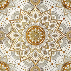 Obraz premium A seamless pattern, drawing, watercolor, graceful mandala art with fine lines and a warm palette