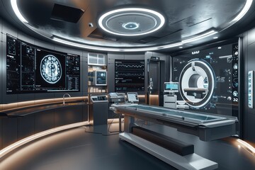 Obraz premium Radiology center's AI tools proficiently spotlight anomalies in CT and MRI scans.