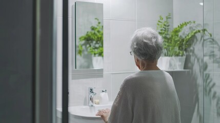 Dementia symptoms in a senior person struggling with daily routines. Featuring forgetfulness and confusion