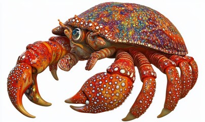 Colorful crab isolated on white, ideal for educational or nature illustrations