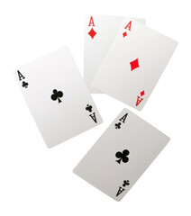 Obraz premium PNG Four playing cards gambling floating game.