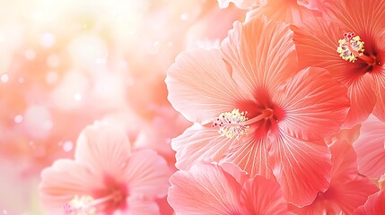 Soft Pink Hibiscus Flowers with Gentle Blurred Background Creating a Dreamy and Serene Atmosphere