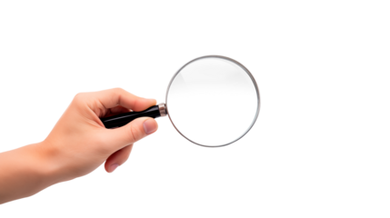 Hand Holding Magnifying Glass Close Up Detailed View Inspection Examination Investigation