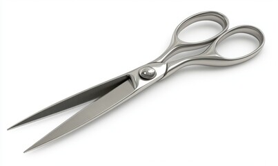 Fototapeta premium Open silver scissors isolated on white background for cutting