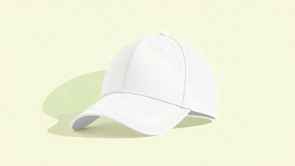 Fototapeta premium Baseball white caps front view or side view mock up logo, sticker, branding, hat, fashion, blank, advertisement, promoting, realistic, template, presentation, advertising isolated on green background