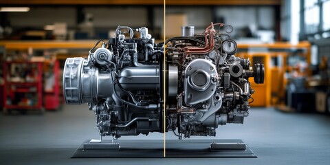 A side-by-side comparison of a well-maintained NGV engine versus a neglected one, highlighting differences in performance