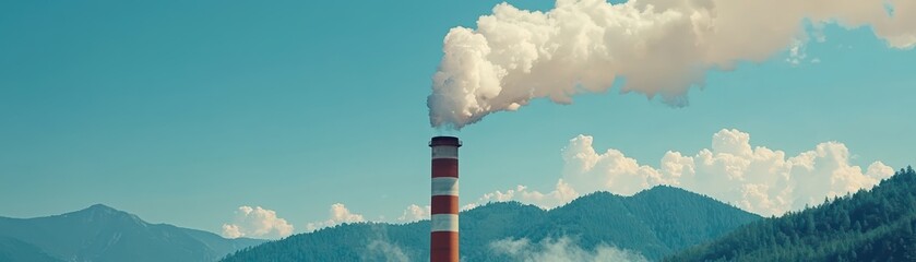 Smoke Emissions from Factory Chimney Impacting Air Quality