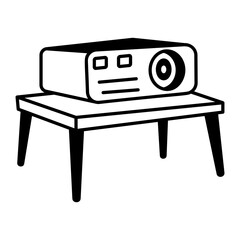 A hand drawn icon of a projector 
