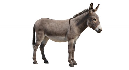 Fototapeta premium A full body side view of a gray donkey