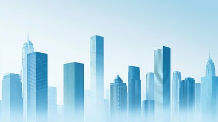 Naklejka premium Urban Skyline Covered in Smog with CO2 Emissions Effects