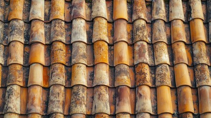 Aerial view of a newly finished roof with cutting-edge polymeric tiles, enhancing energy efficiency and aesthetics. Room for copy.