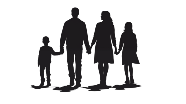 Silhouette of a Happy Family Holding Hands Perfect for Family Togetherness and Love Concepts
