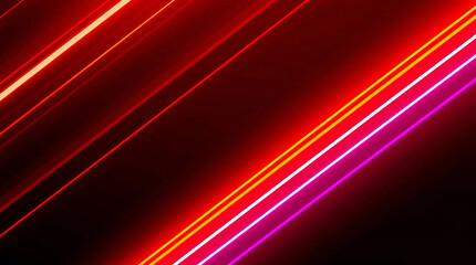 Vibrant Neon Lights Abstract Background with Diagonal Colorful Lines