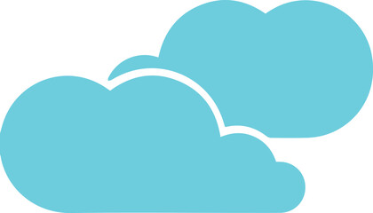 Simple cloud shapes, minimalist design, flat illustration, sky blue color, overlapping clouds, clean vector graphic, geometric forms, soft rounded edges