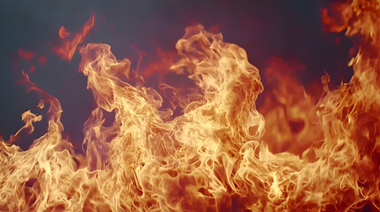 Fototapeta premium Fiery Orange and Red Flames Against a Dark Background