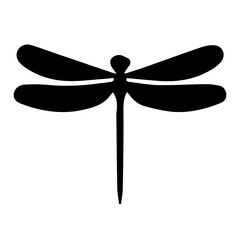 Black filled icon in the shape of a dragonfly.