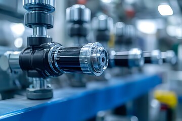 Fototapeta premium Industrial Machine Parts in Factory