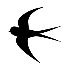 Black filled icon in the shape of a seagull.