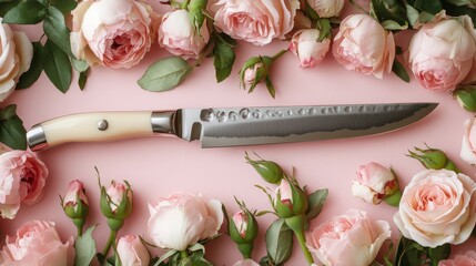 51.A top-down view of lush pink peony roses forming a floral frame on a smooth pastel pink surface, with a central blank area for a personalized message.