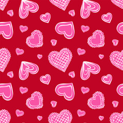 Vector seamless background with hand drawn hearts. Seamless pattern for valentine day design