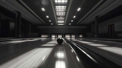 Fototapeta premium Bowling Alley: Monochrome Stillness