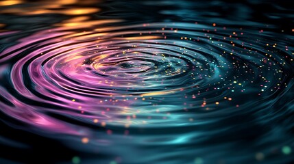 Surreal rippling waves visualizing statistical data flow, luminous gradients of teal and magenta blending into dynamic patterns, glowing nodes on the ripples,