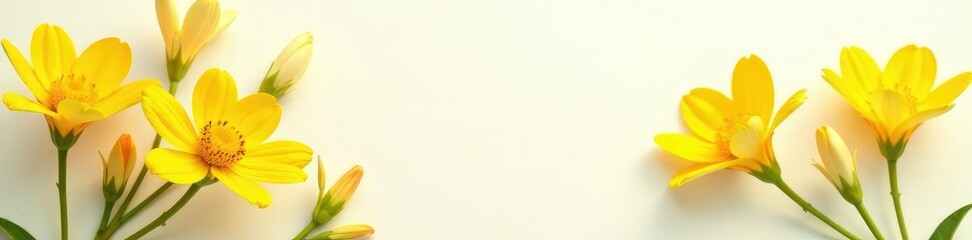 Fototapeta premium Bright yellow petals on a white flower background, nature, blossom, flowers
