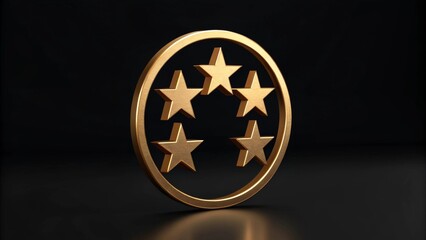 golden five stars icon on the black background