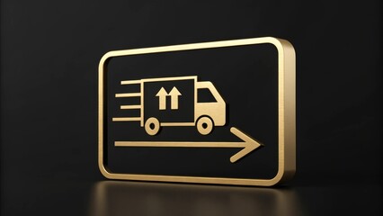 golden delivery icon on the black background