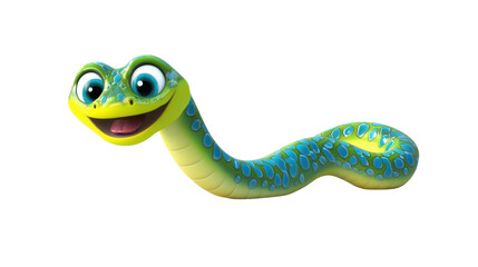 Naklejka premium green snake cartoon on white background